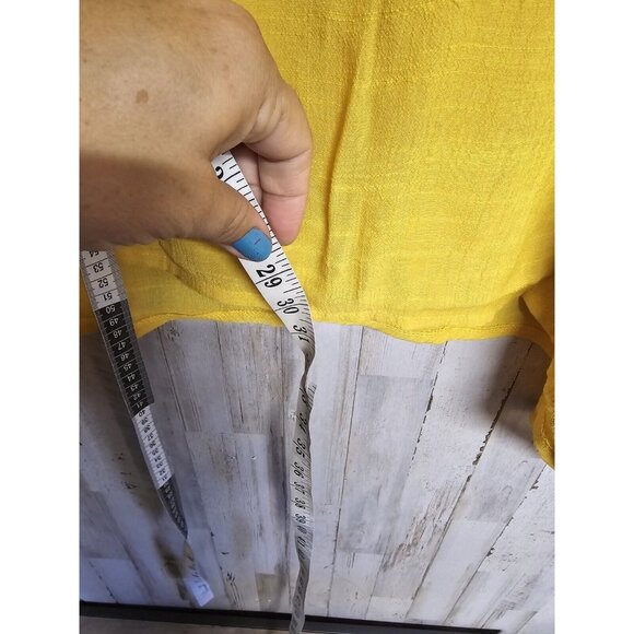 Avenue Women's Plus 26 28 Tiered Top Mustard Yellow Short Sleeve - Picture 5 of 5